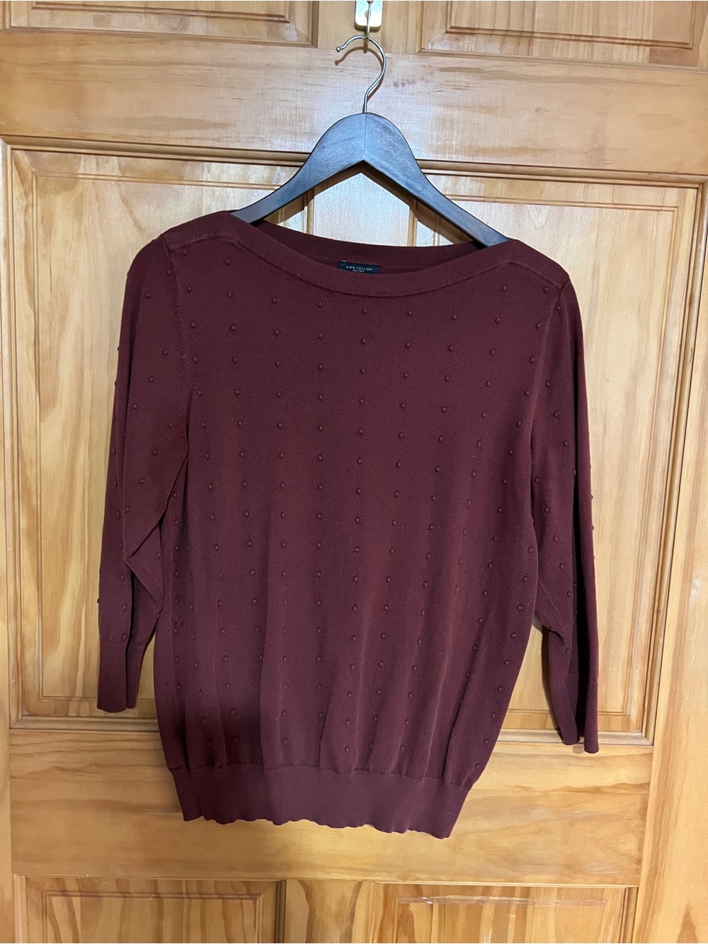 Ann Taylor Factory Cinnamon Dot-Textured Boatneck Sweater